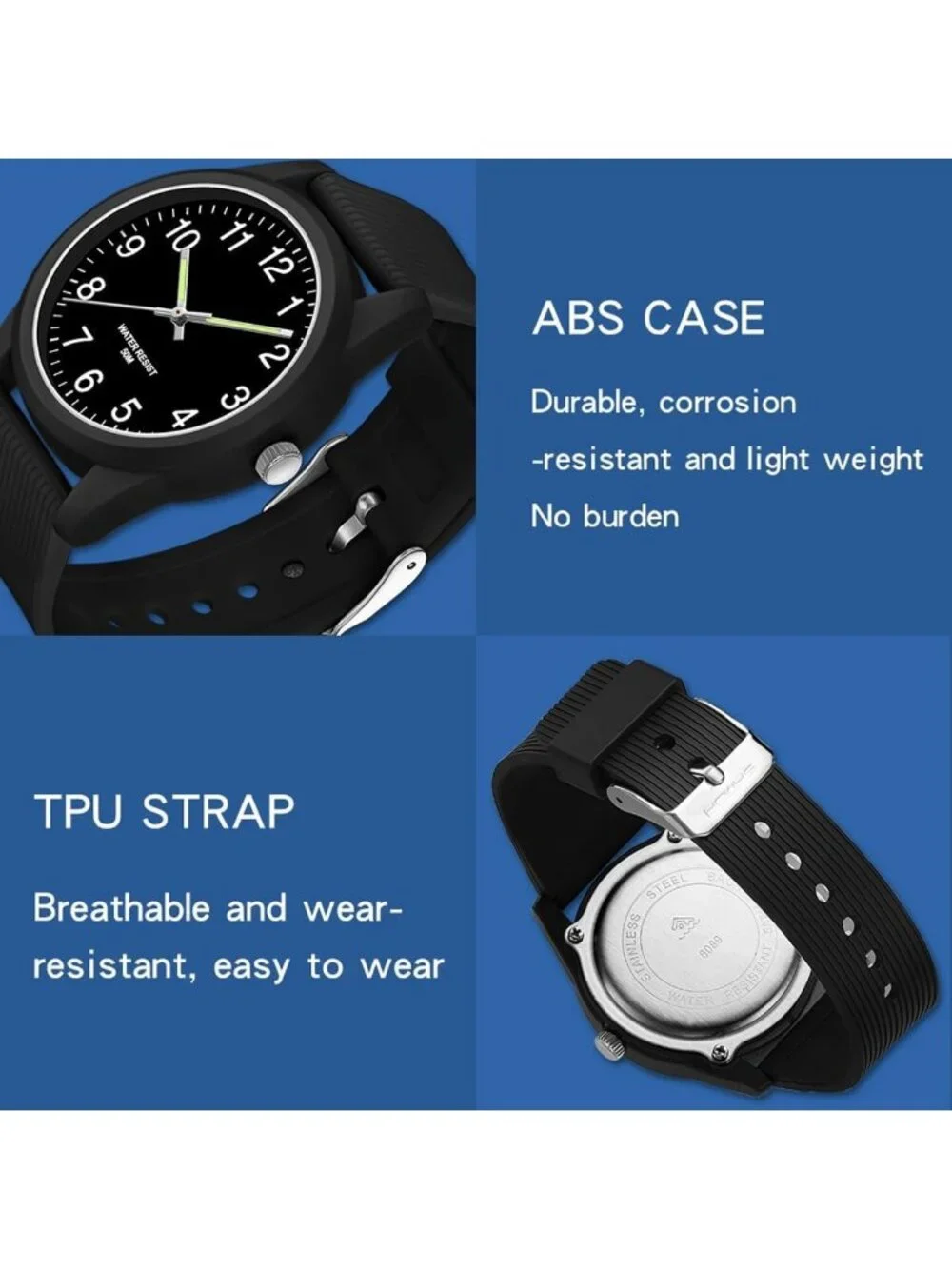 Men's Blue Simple Minimalist Sport Waterproof Casual Analog  Quartz Wrist Watch